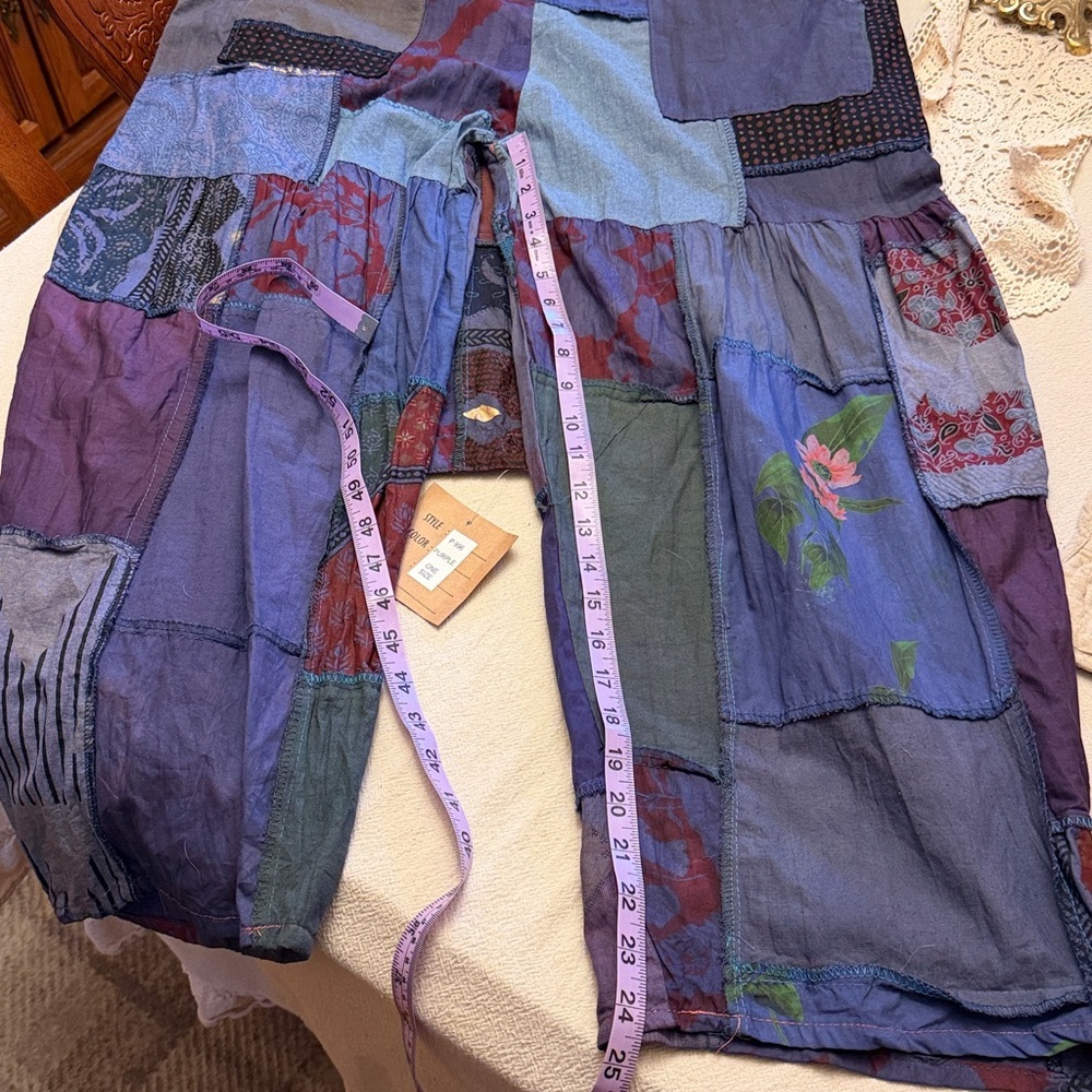 Ashley Taylor Patchwork overall jumpsuit romper one size multi-color purple - Picture 10 of 11